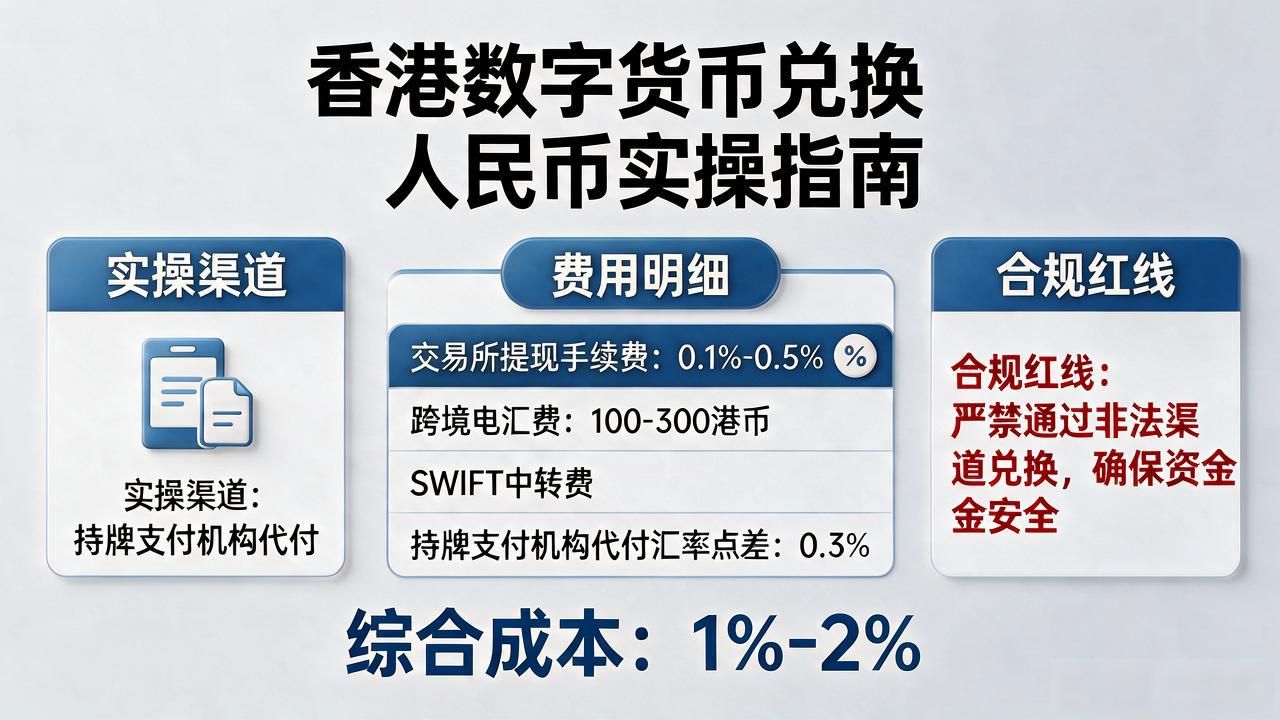 香港数字货币换人民币，实操渠道、费用明细和合规红线全在这