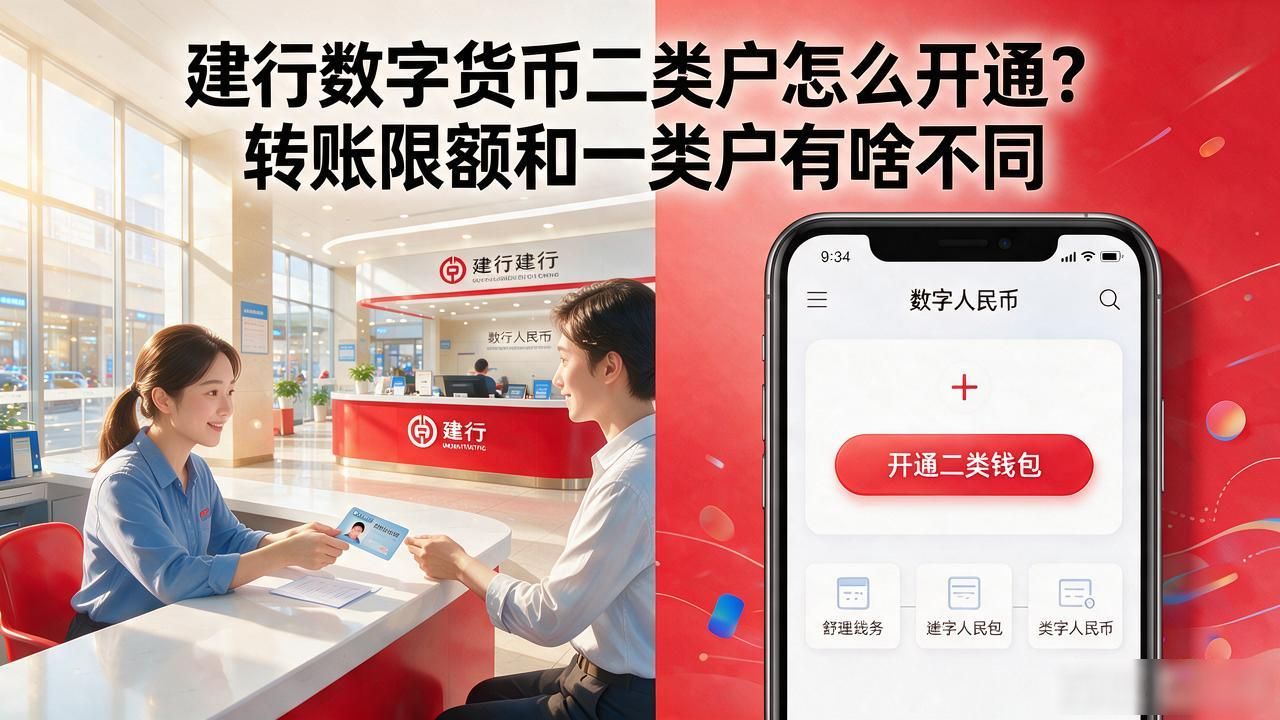 建行数字货币二类户怎么开通？转账限额和一类户有啥不同