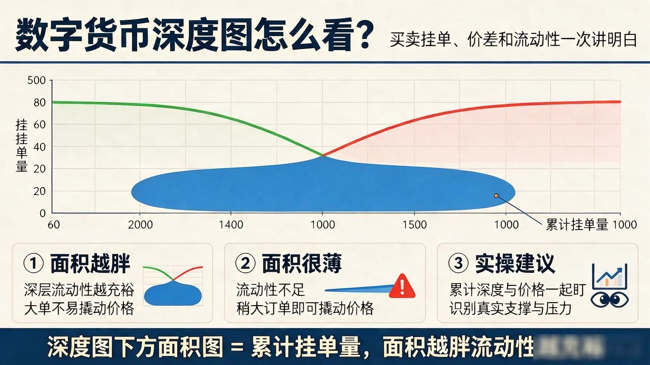 数字货币深度图怎么看？买卖挂单、价差和流动性一次讲明白