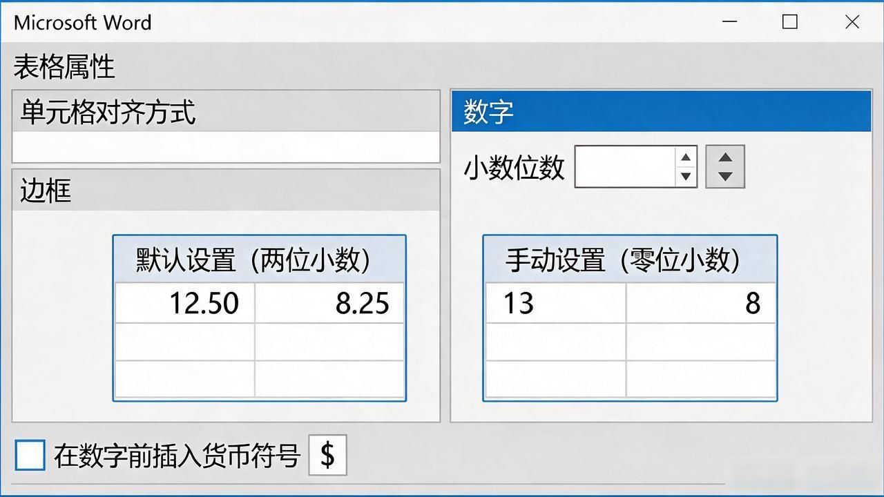 word表格中数字设为货币格式，这几个关键设置别漏了